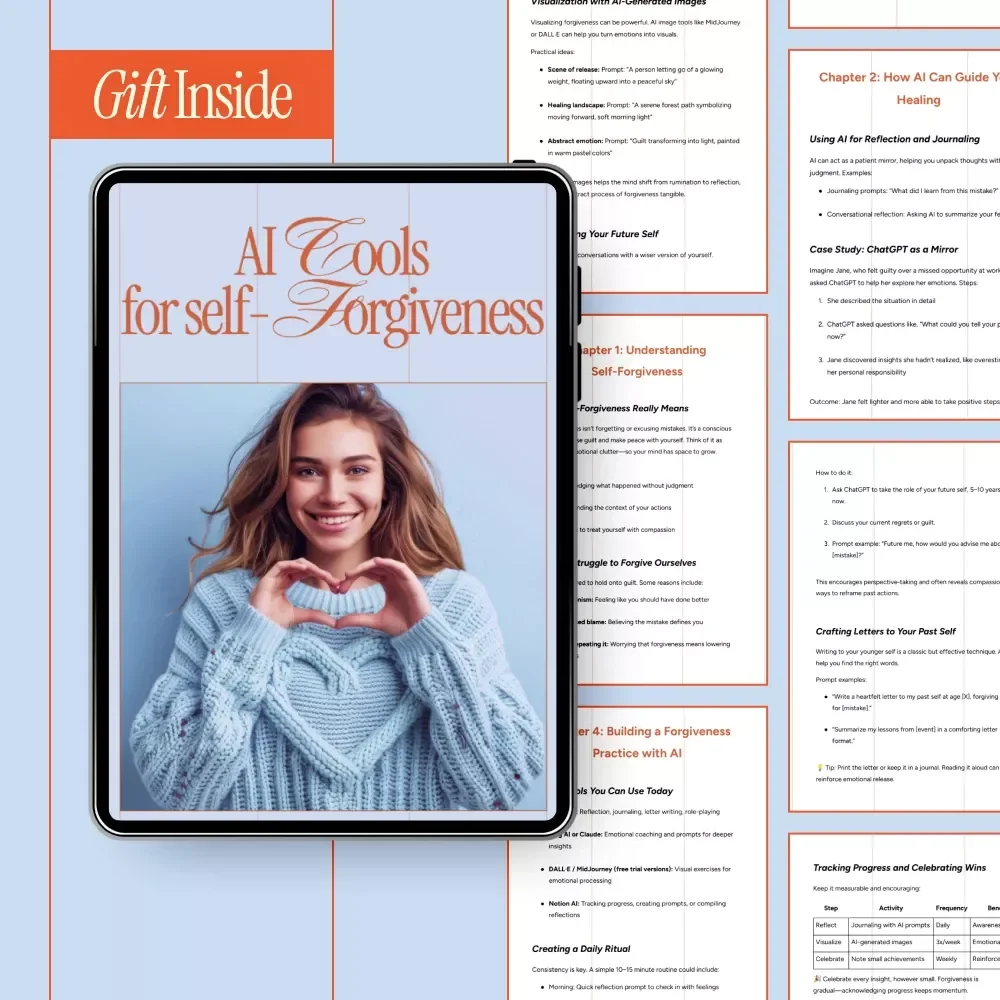 AI Tools for Self-Forgiveness Guide – AI to Help You Forgive Yourself for Past Mistakes | Digital Healing & Reflection Workbook