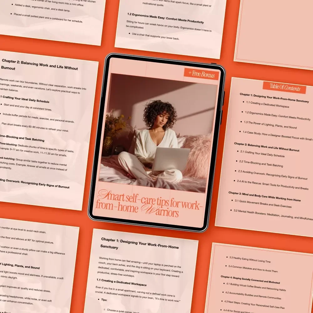 Smart Self-Care Tips for Work-from-Home Warriors | Digital Guide for Work-From-Home Self-Care, Productivity, Burnout Prevention & Healthy Remote Routines
