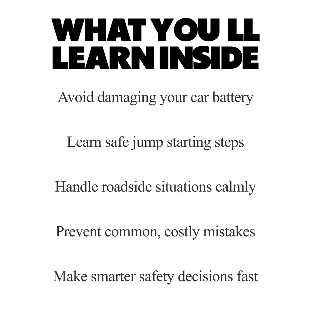Safe Spark Restart – Jump Starting Basics Guide, Car Battery Safety eBook, Step-by-Step Jump Start Checklist, Roadside Emergency Digital Download