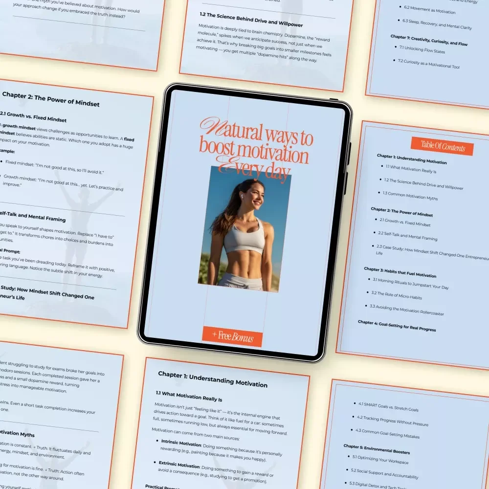 Natural Ways to Boost Motivation Every Day – Daily Motivation Guide, Mindset & Habits eBook, Productivity & Energy Checklist