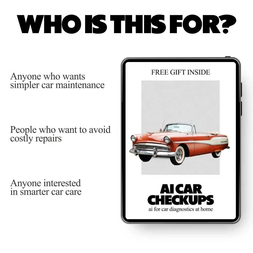 AI Car Checkups | Smart eBook Guide to ai for car diagnostics at home, DIY Vehicle Health Checks, Save on Repairs, Digital Download