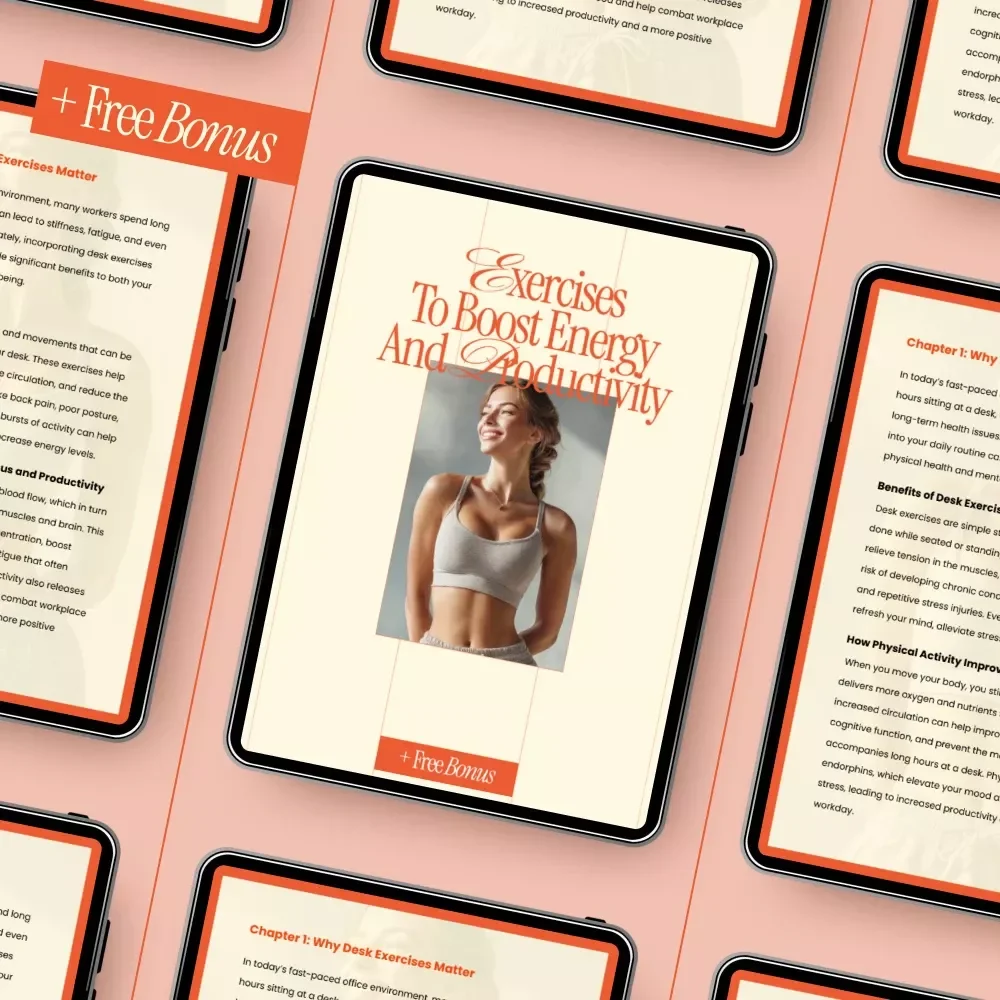 Exercises to Boost Energy and Productivity – Desk Exercises to Do at Work Guide, Office Fitness PDF, Workplace Stretching & Movement Routine