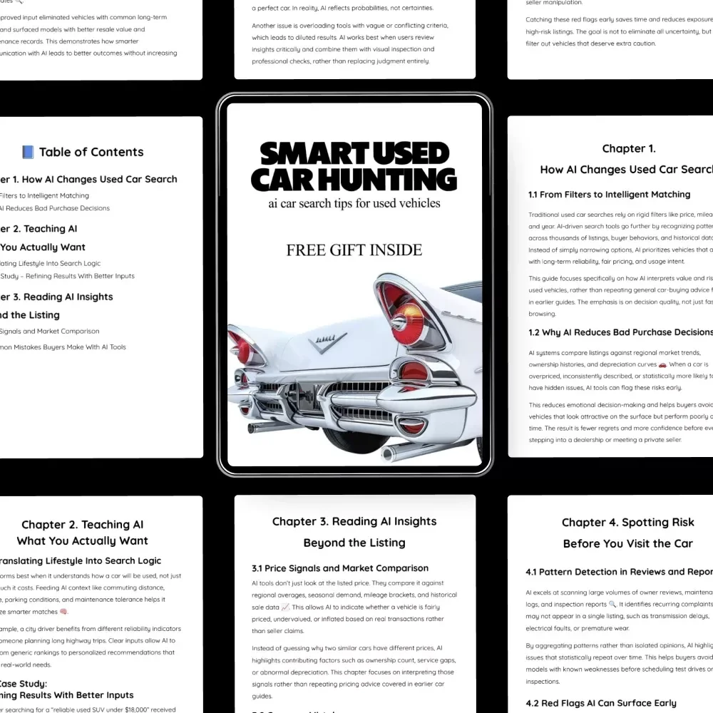 Smart Used Car Hunting – AI Car Search Tips for Used Vehicles, Digital eBook Guide for Smarter Buying Decisions