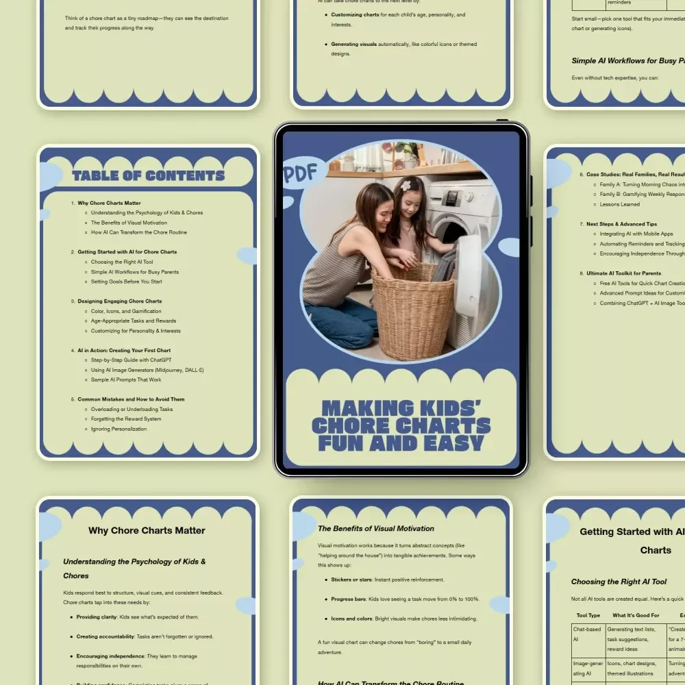 Making Kids’ Chore Charts Fun and Easy – Smart Parenting eBook Using AI Tools to Make Kids Chore Charts | Visual, Gamified & AI-Powered Routine Guide