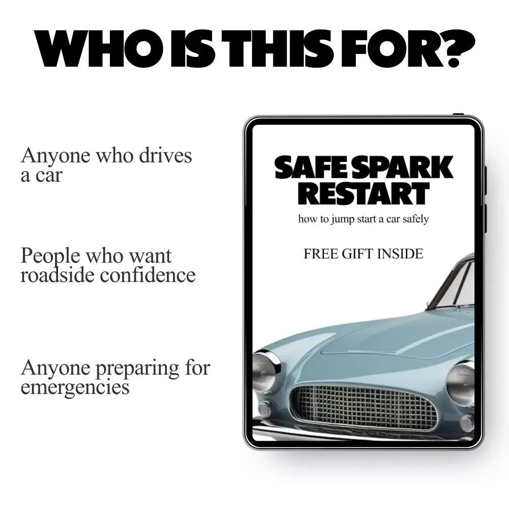 Safe Spark Restart – Jump Starting Basics Guide, Car Battery Safety eBook, Step-by-Step Jump Start Checklist, Roadside Emergency Digital Download