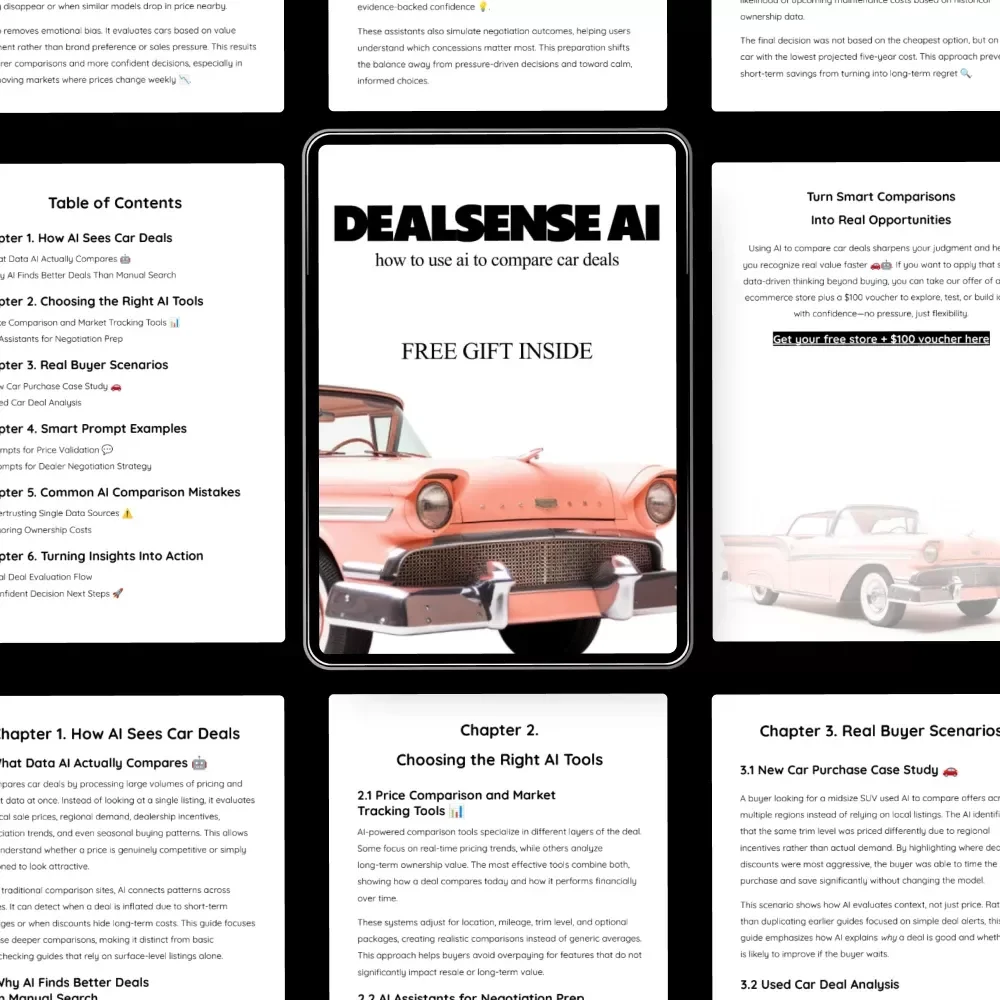 DealSense AI – Smart Guide on how to use ai to compare car deals | AI Car Buying eBook & Deal Analysis Toolkit