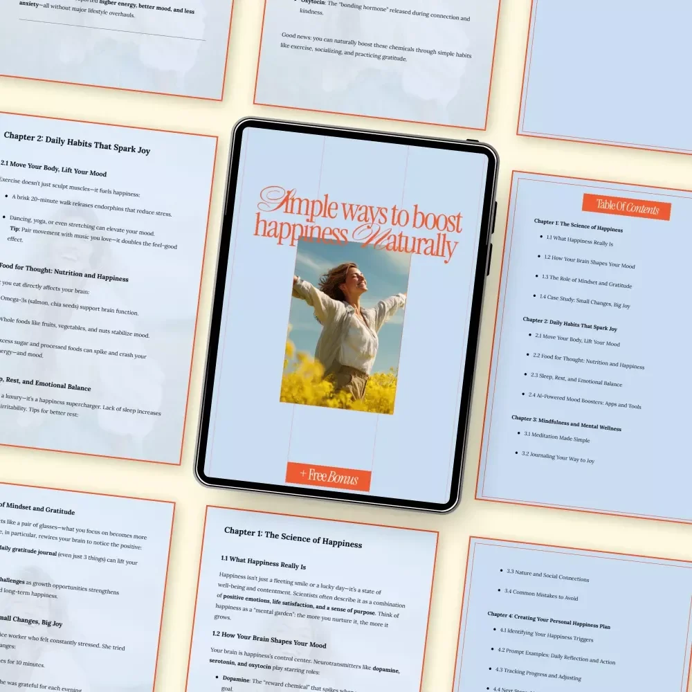 Simple Ways to Boost Happiness Naturally – Digital Guide to Mental Wellness, Mindfulness, Daily Habits & Personal Happiness Plan