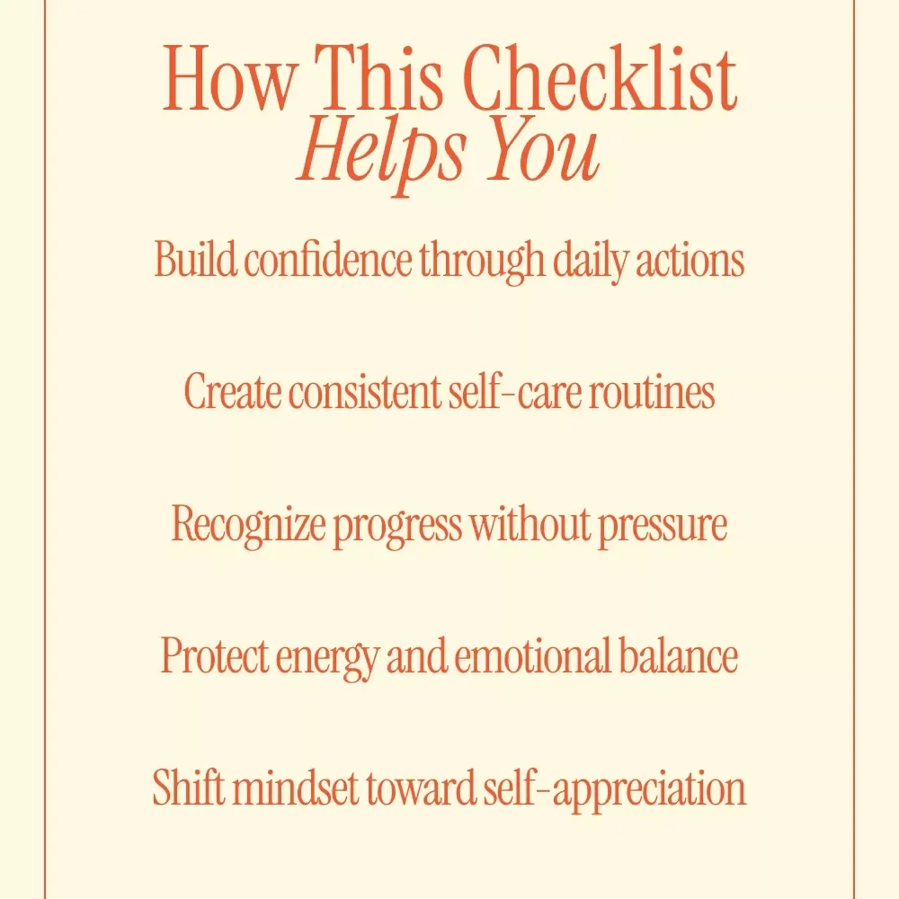 Daily Self-Esteem Boost Checklist | Simple Daily Confidence Routine | Practical Ways to Improve Self-Esteem Daily