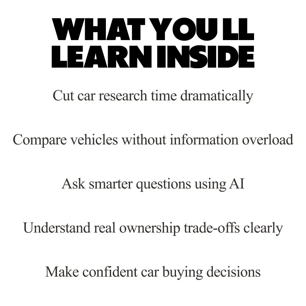 Buy Smarter Cars With AI Prompts | Smart Guide for AI Prompts for Car Buying Research, Compare Vehicles Faster, Confident Decisions