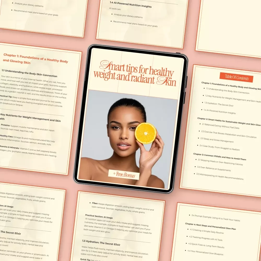 Smart Tips for Healthy Weight and Radiant Skin | Digital Wellness Guide, AI-Powered Nutrition Insights, Sustainable Weight Management eBook