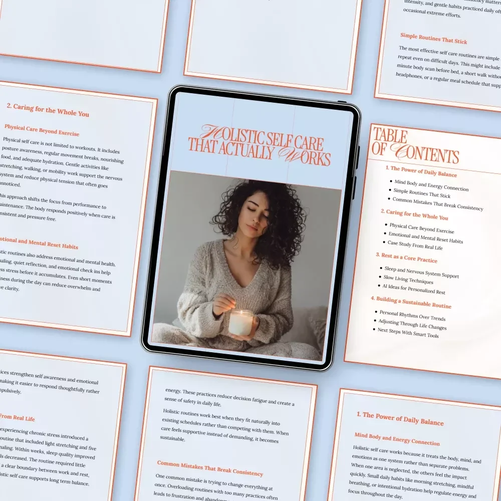 Holistic Self Care That Actually Works – Practical Daily Balance Guide, Mind Body and Energy Connection eBook, Sustainable Routines, Rest and Nervous System Support, Digital Self Care Download