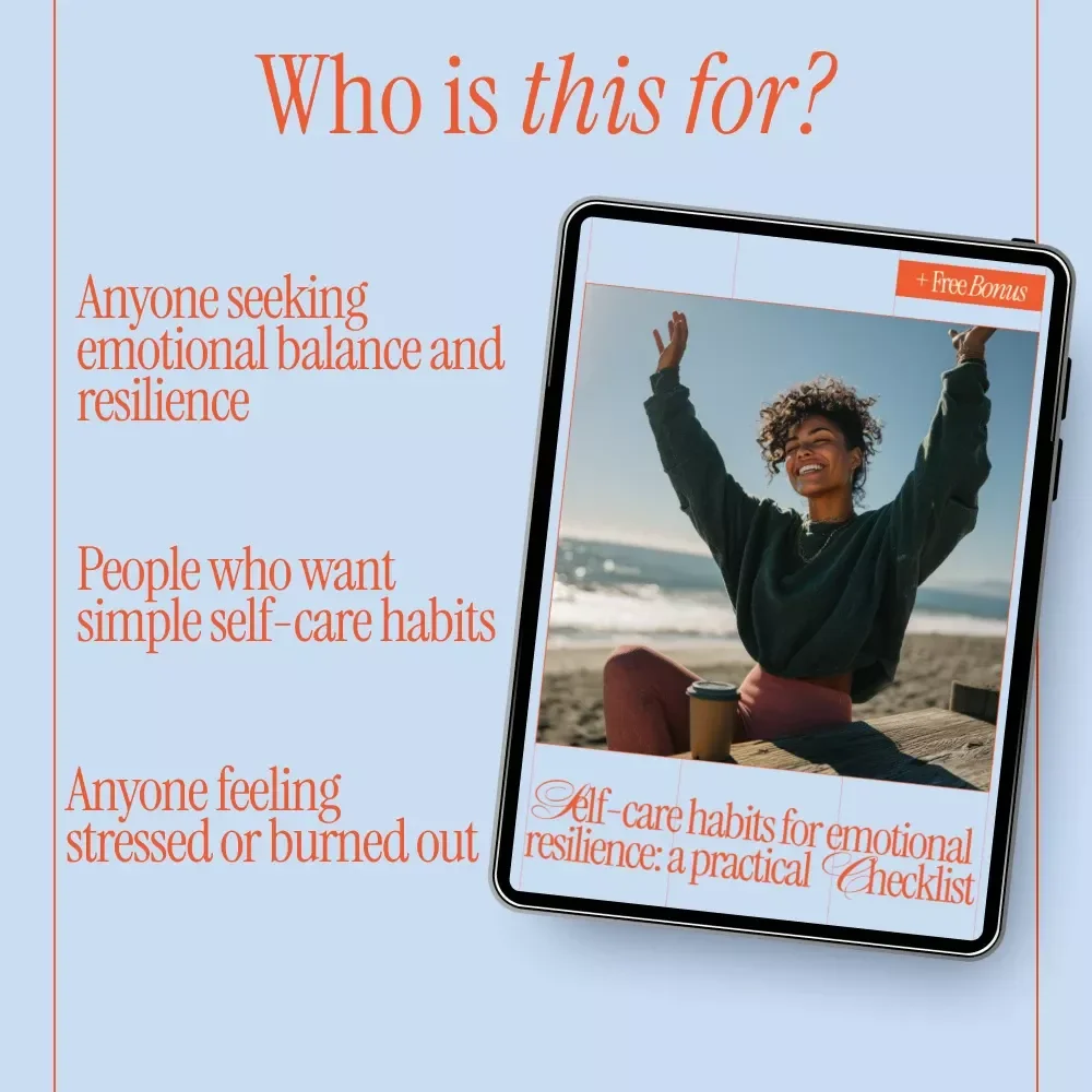 Self-Care Habits for Emotional Resilience: A Checklist | Printable Mental Health Self Care Checklist, Daily Weekly Monthly Habits, Mindfulness & Wellness Guide