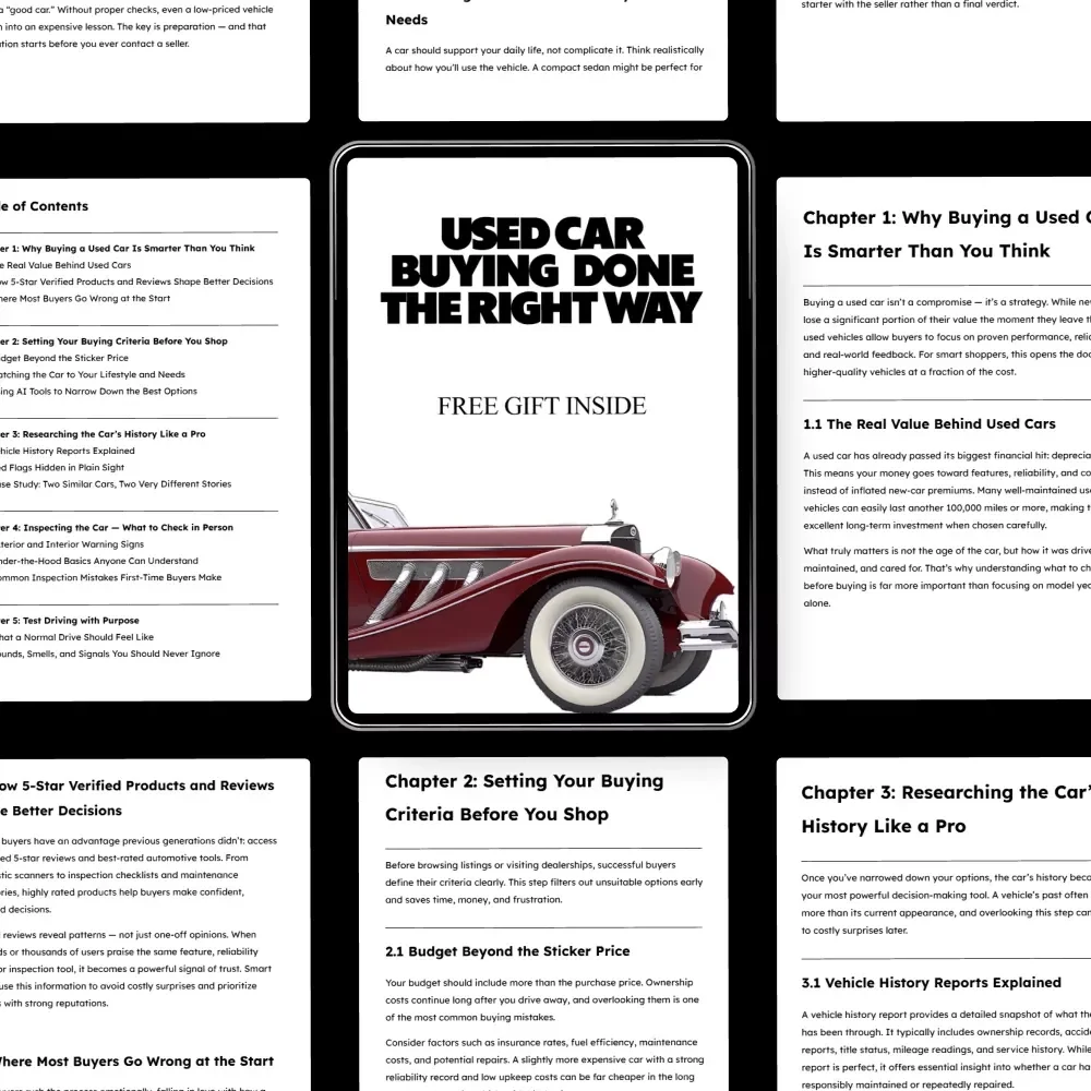 Used Car Buying, Done the Right Way | Smart Used Car Guide Ebook | what to check before buying used car Checklist & Buyer System