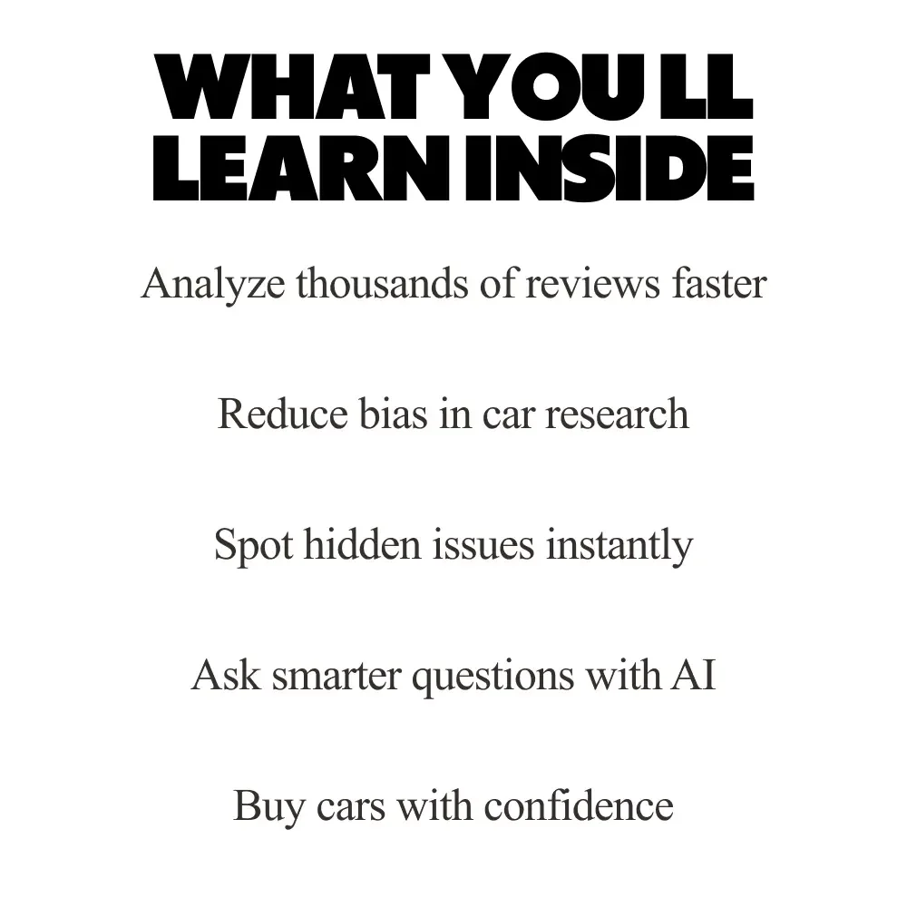 Smart Reads on Wheels – How to Use AI to Analyze Car Reviews | Practical eBook Guide for Smarter Vehicle Research