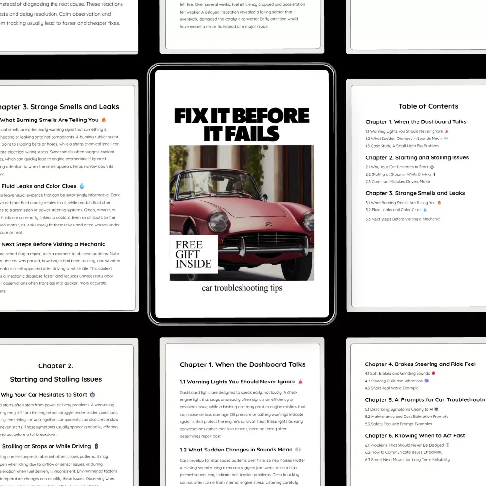 Fix It Before It Fails – Practical Car Troubleshooting Guide, Warning Signs Checklist, DIY Maintenance eBook & AI Prompts Digital Download