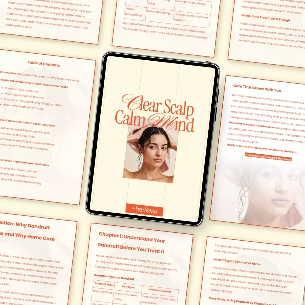 Clear Scalp Calm Mind – A Practical Home Care Guide for Dandruff Relief | Learn how to treat dandruff at home Naturally & Effectively