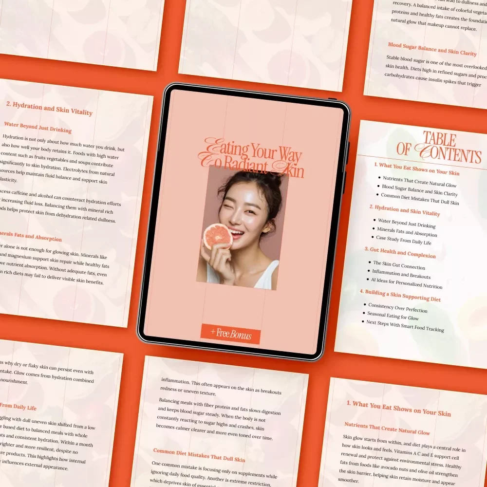 Eating Your Way to Radiant Skin | Digital Nutrition Guide for Glowing Skin, Gut Health, Hydration & Skin Supporting Diet eBook