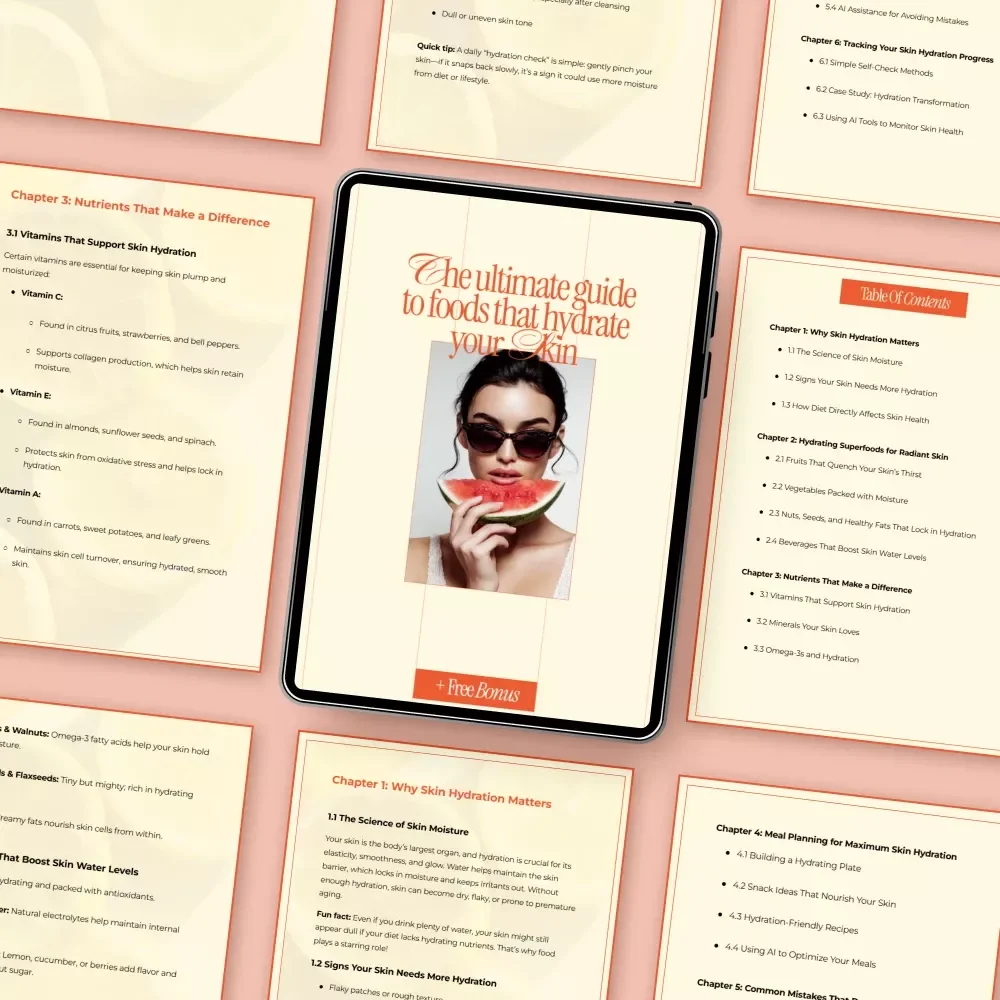 The Ultimate Guide to Foods That Hydrate Your Skin | Skin Hydration Nutrition eBook for Glowing, Healthy Skin | Digital Download Guide & Checklist