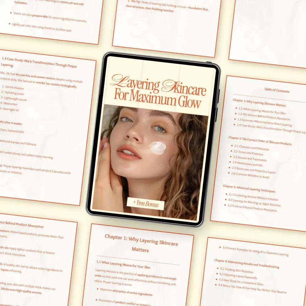 Layering Skincare for Maximum Glow – Ultimate Skincare Layering Guide, Step-by-Step Routine eBook, Glow Boosting Digital Download