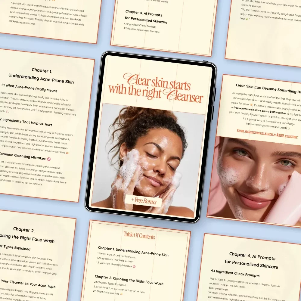 Clear Skin Starts With the Right Cleanser | Acne-Prone Skin Cleanser Guide, Face Wash eBook & Skincare Checklist Digital Download