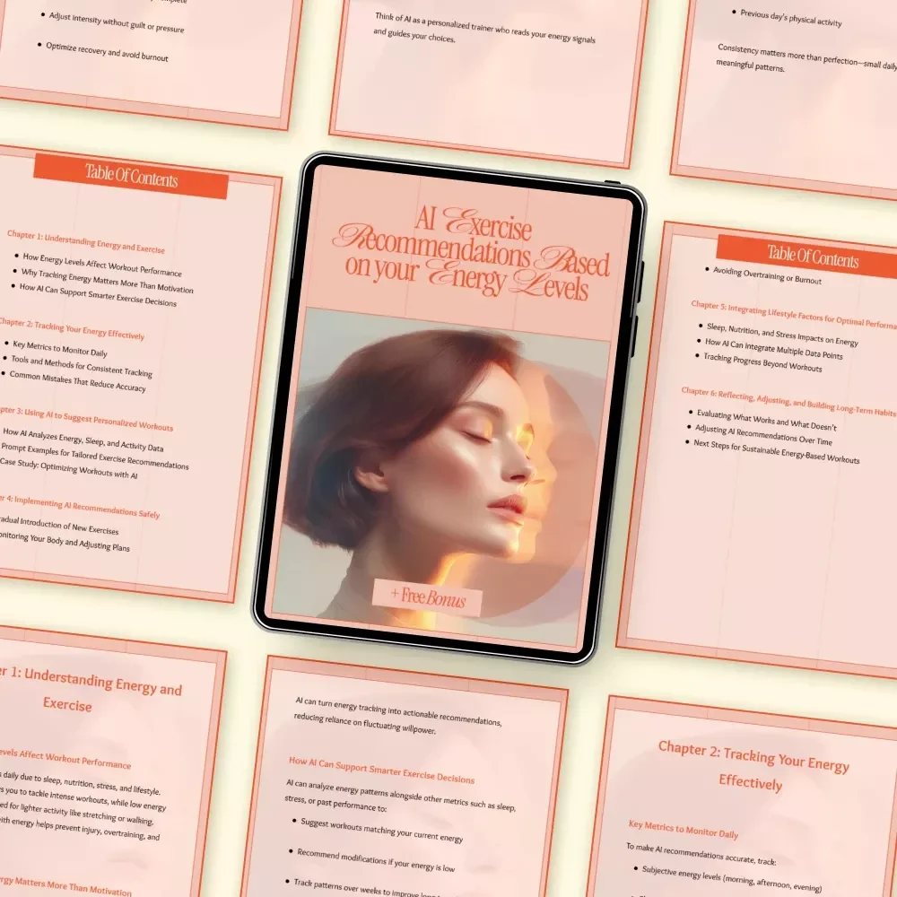 AI Exercise Recommendations Based on Your Energy Levels | Smart Fitness eBook, Personalized Workouts, AI to Recommend Exercises Based on Your Energy Levels, Digital Download