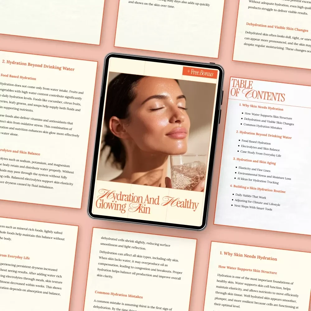 Hydration and Healthy Glowing Skin – Digital Guide for Skin Hydration, Anti-Aging Care, Daily Habits & Smart Hydration Tracking
