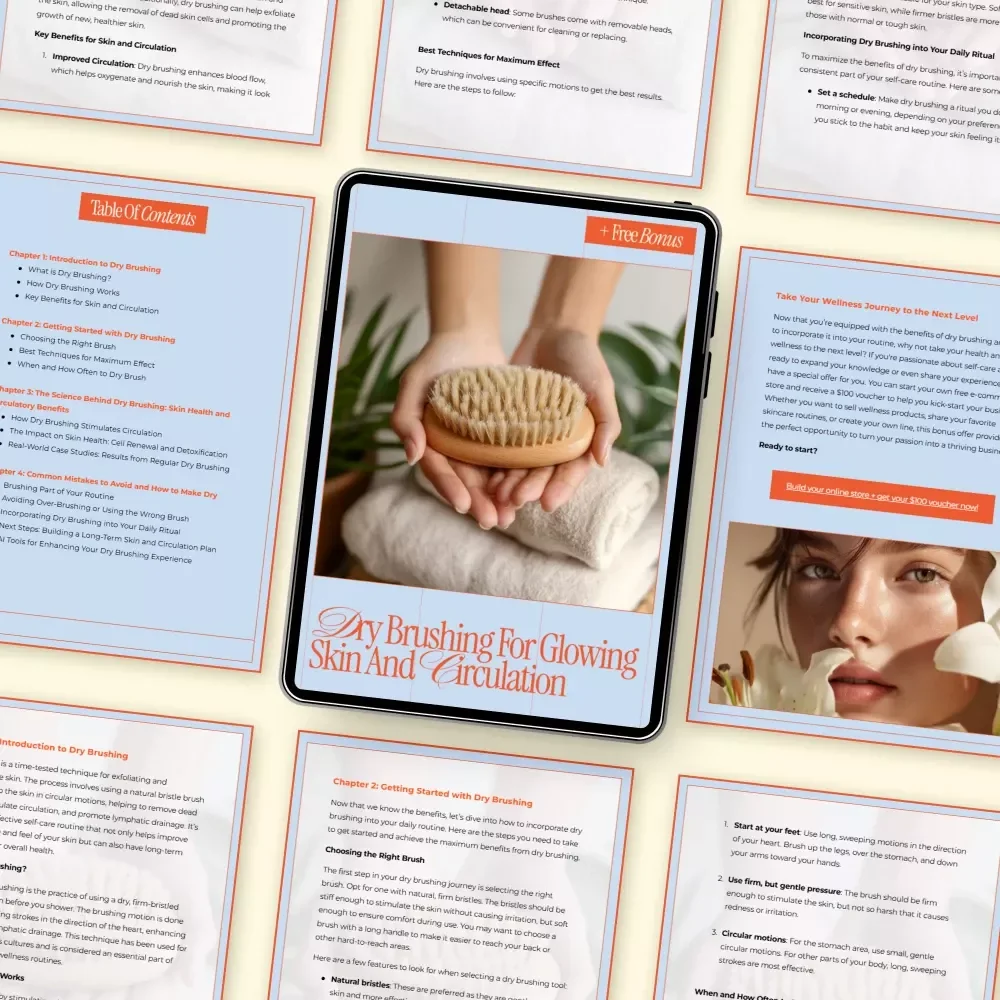Dry Brushing for Glowing Skin and Circulation – Complete Digital Guide to Dry Brushing Benefits for Skin and Circulation, Daily Rituals & Healthy Glow
