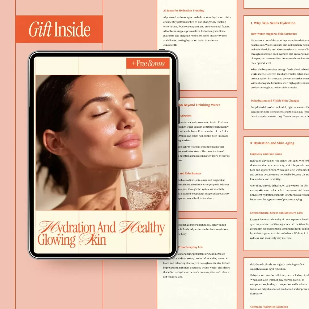Hydration and Healthy Glowing Skin – Digital Guide for Skin Hydration, Anti-Aging Care, Daily Habits & Smart Hydration Tracking