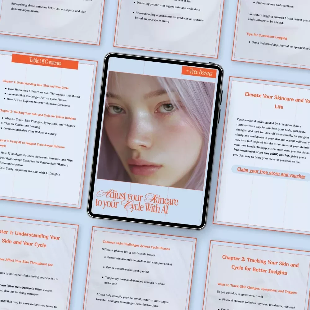 Adjust Your Skincare to Your Cycle with AI | Smart Cycle-Based Skincare Ebook Using AI to Suggest Skincare Changes for Your Cycle