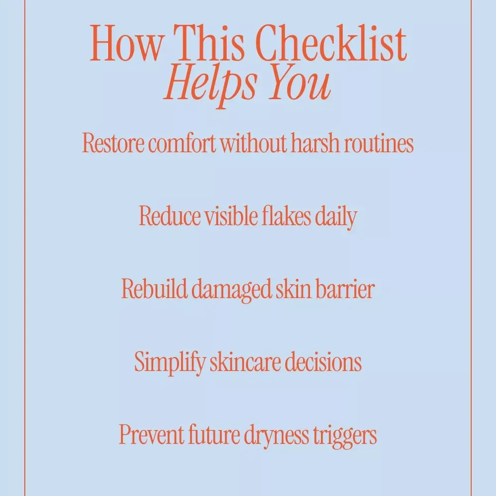 Your No-Flake Face Reset Checklist – Simple Daily Routine Guide for how to treat dry flaky skin on face, Barrier Repair & Gentle Skincare Reset
