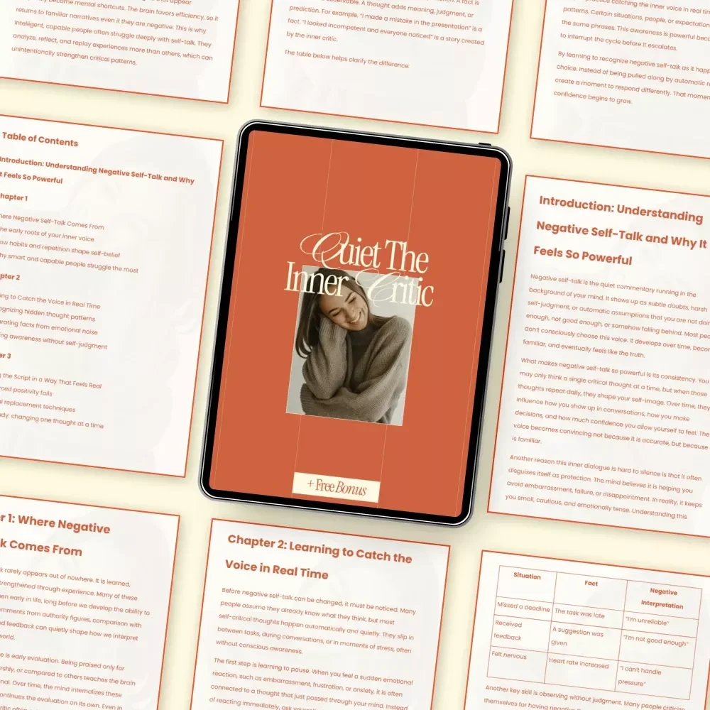 Quiet the Inner Critic – A Practical Self-Talk Guide with Positive Affirmations for Self Love | Digital Download