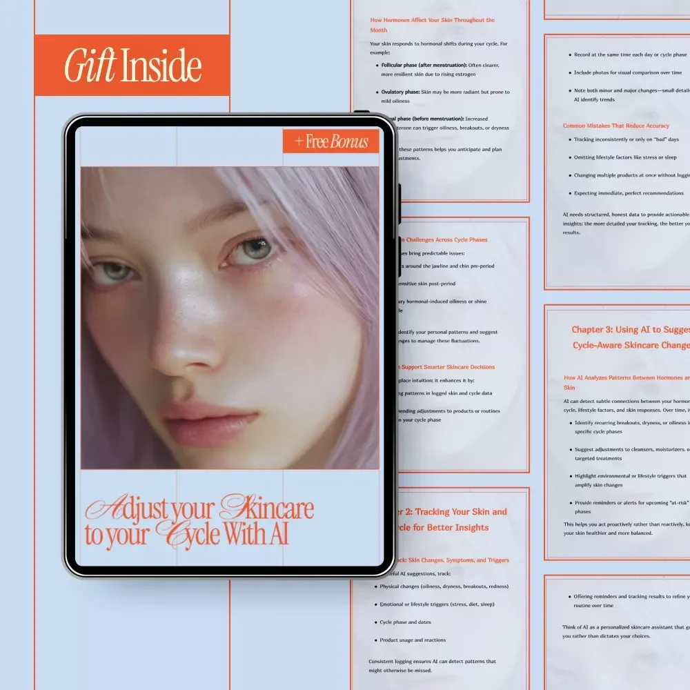 Adjust Your Skincare to Your Cycle with AI | Smart Cycle-Based Skincare Ebook Using AI to Suggest Skincare Changes for Your Cycle