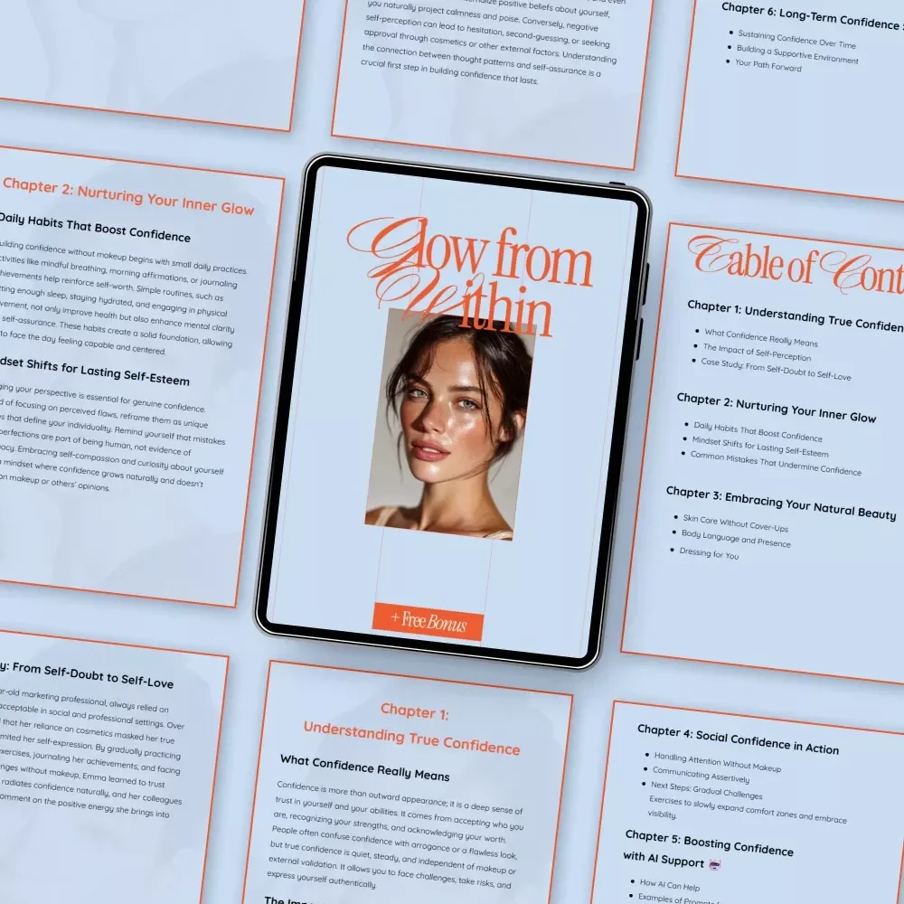 Glow From Within – Confidence & Self-Esteem Digital Guide | Natural Beauty, Inner Glow, Social Confidence eBook Download