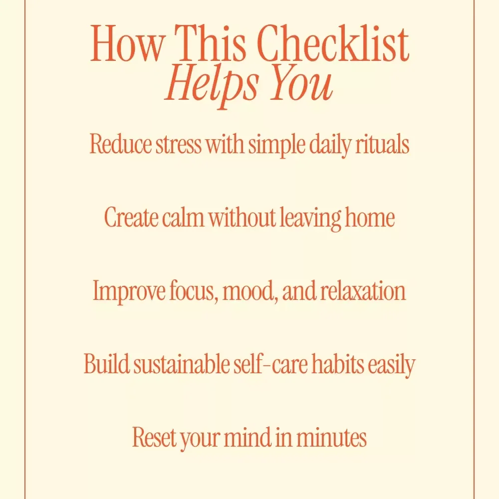 The Ultimate At-Home Stress Relief Checklist | Printable Self Care Checklist, Daily Calm Routine, Mindfulness & Relaxation Guide, Digital Download
