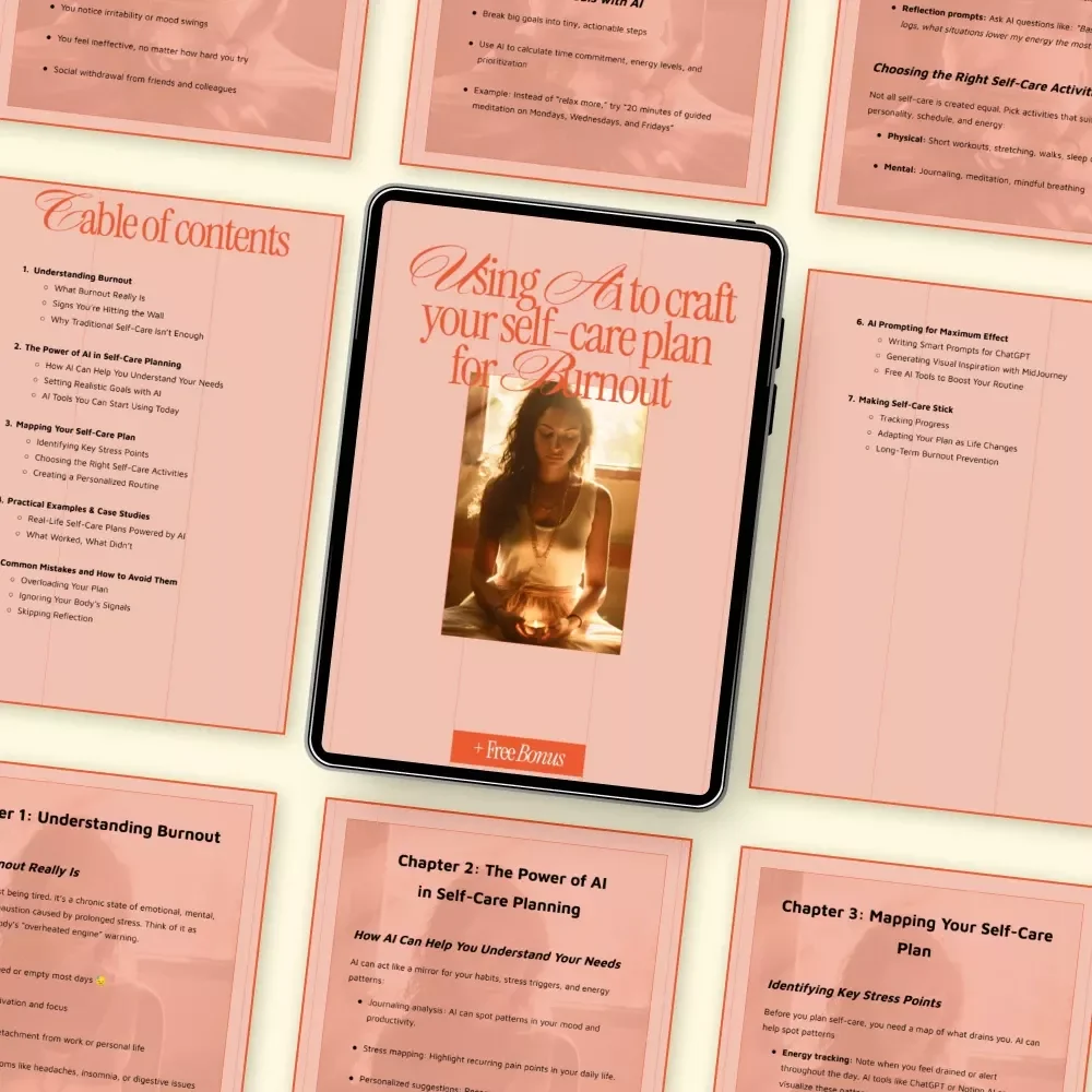 Using AI to Craft Your Self-Care Plan for Burnout – Practical eBook, Personalized Routines, Digital Download