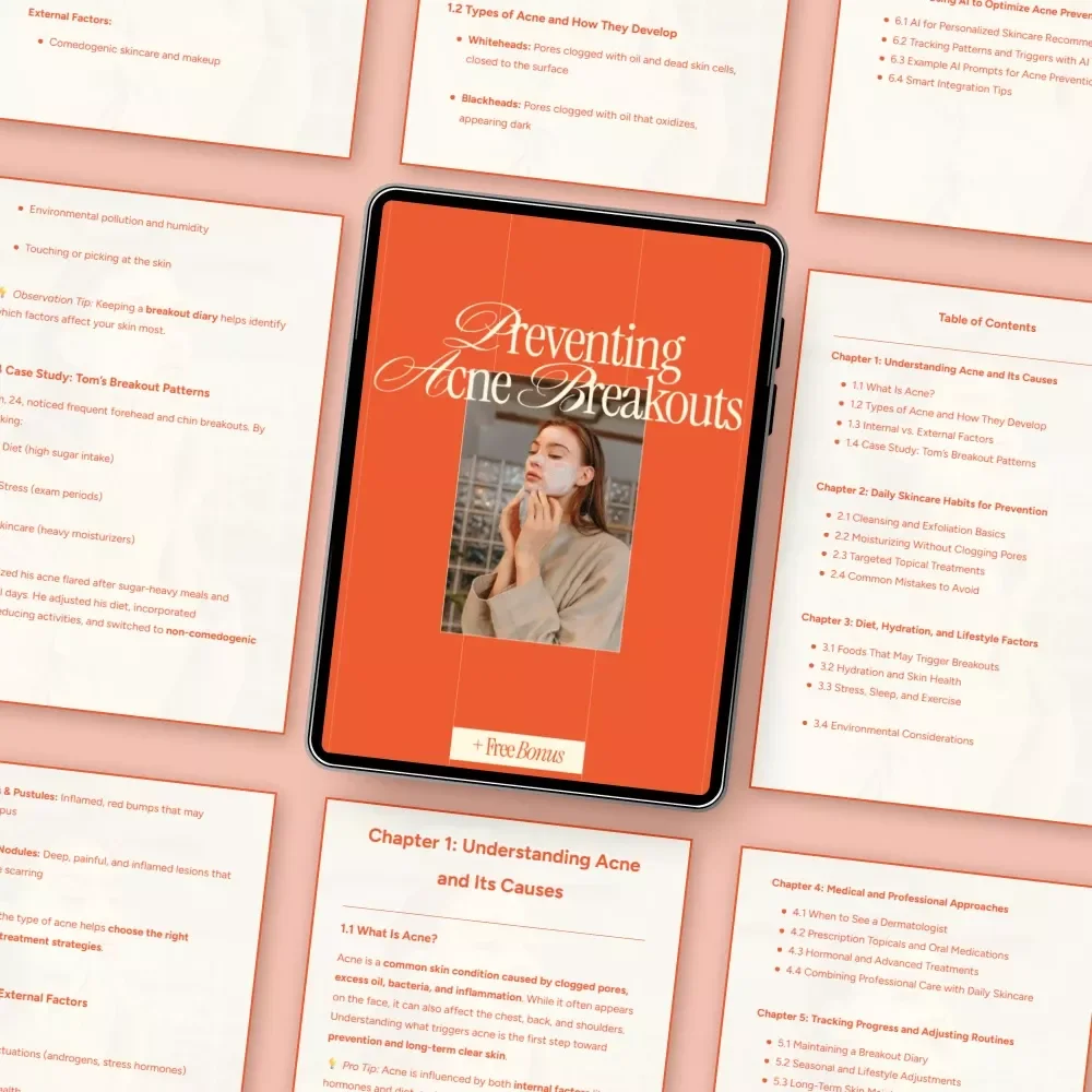 Preventing Acne Breakouts | Acne Prevention Guide, Clear Skin eBook, Daily Skincare Checklist, AI-Powered Acne Care Digital Download