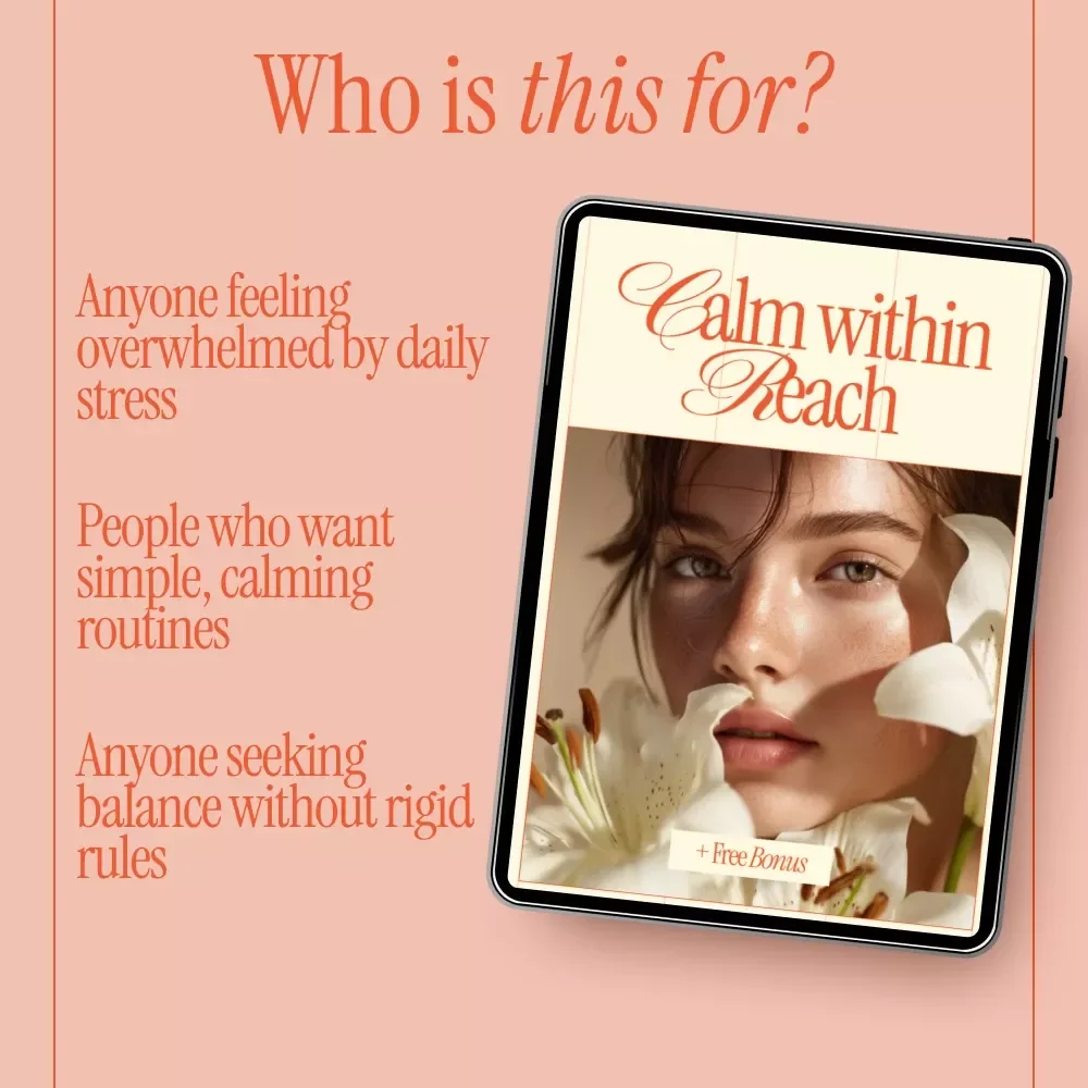 Calm Within Reach – Stress Relief Self-Care Guide, Mindfulness eBook, Daily Routines Checklist, AI-Powered Prompts for Anxiety & Balance