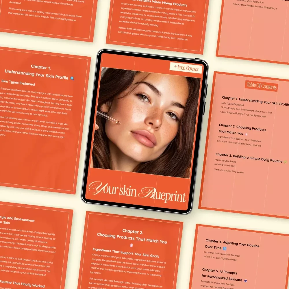 Your Skin Blueprint – Personalized Skincare Guide, Simple Daily Skincare Routine, AI Prompts for Personalized Skincare, Digital eBook Download