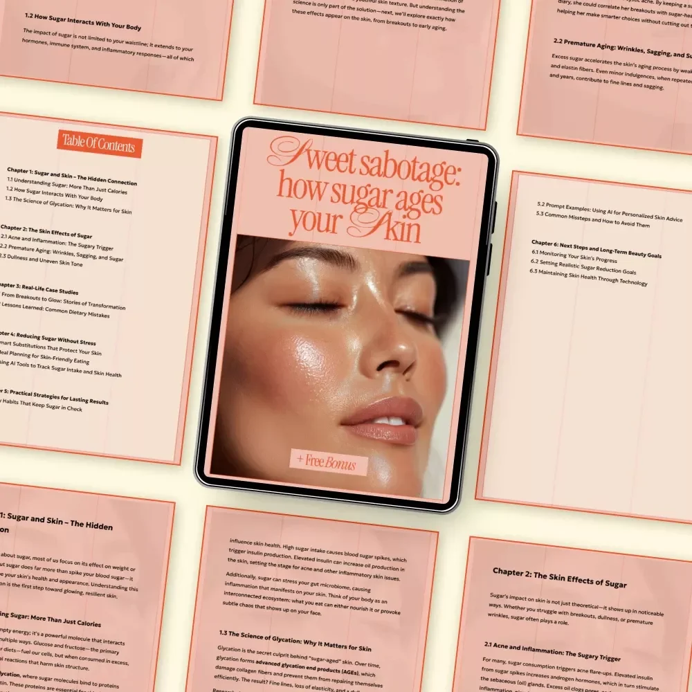 Sweet Sabotage: How Sugar Ages Your Skin – Ebook Guide Explaining how sugar affects skin, Acne, Wrinkles, Glycation & Skin-Friendly Habits