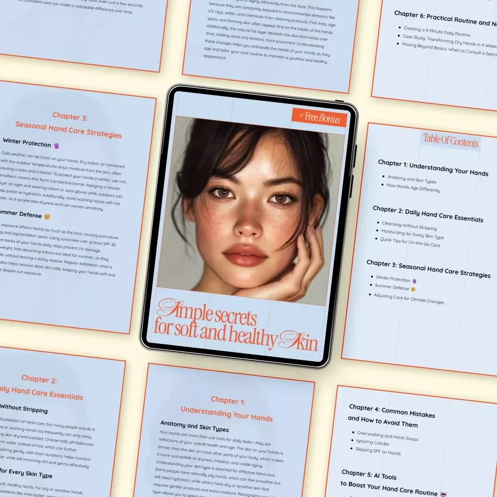Simple Secrets for Soft and Healthy Skin | Hand Care Guide eBook | Daily & Seasonal Hand Care, Anti-Aging Tips, AI Skincare Tools Digital Download