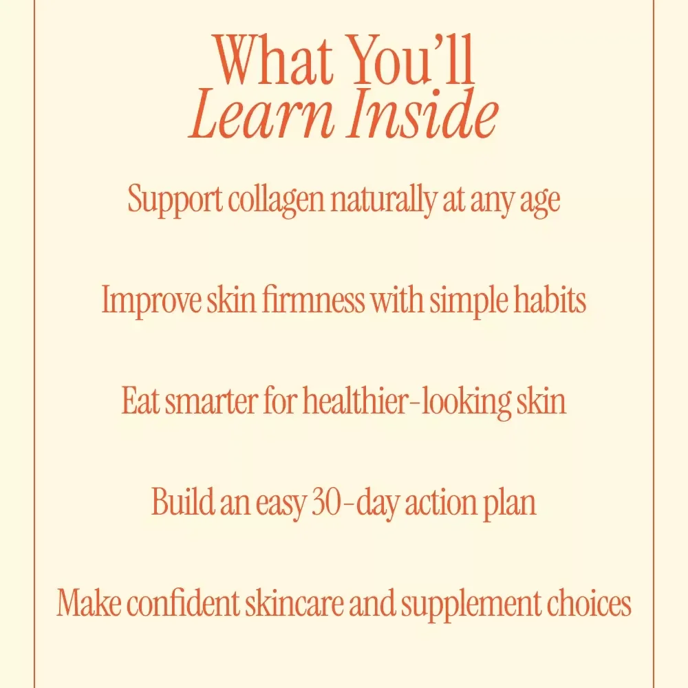 Natural Ways to Boost Collagen at Any Age – Digital Guide for Glowing Skin, Anti-Aging Nutrition & Lifestyle, Skincare + 30-Day Action Plan