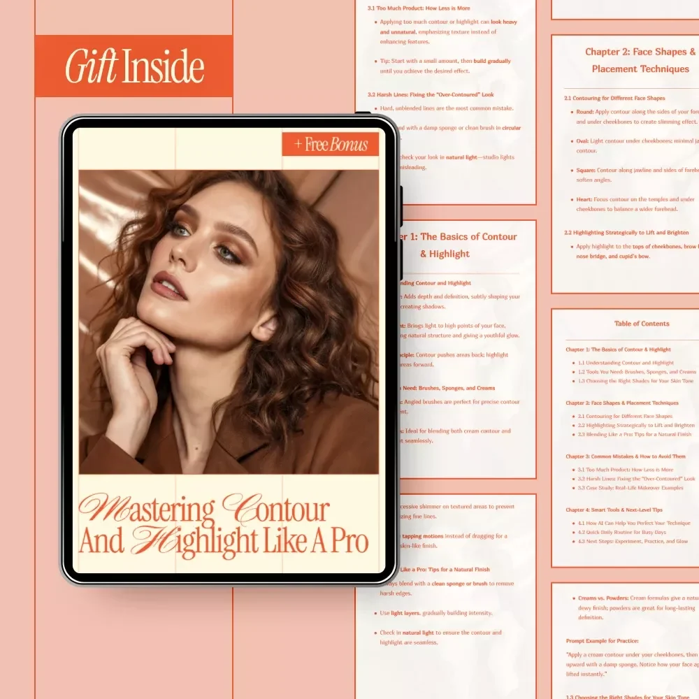 Mastering Contour and Highlight Like a Pro | Digital Makeup Guide eBook for Contour & Highlight Techniques, Face Shapes, Blending Tips & Pro-Level Glow