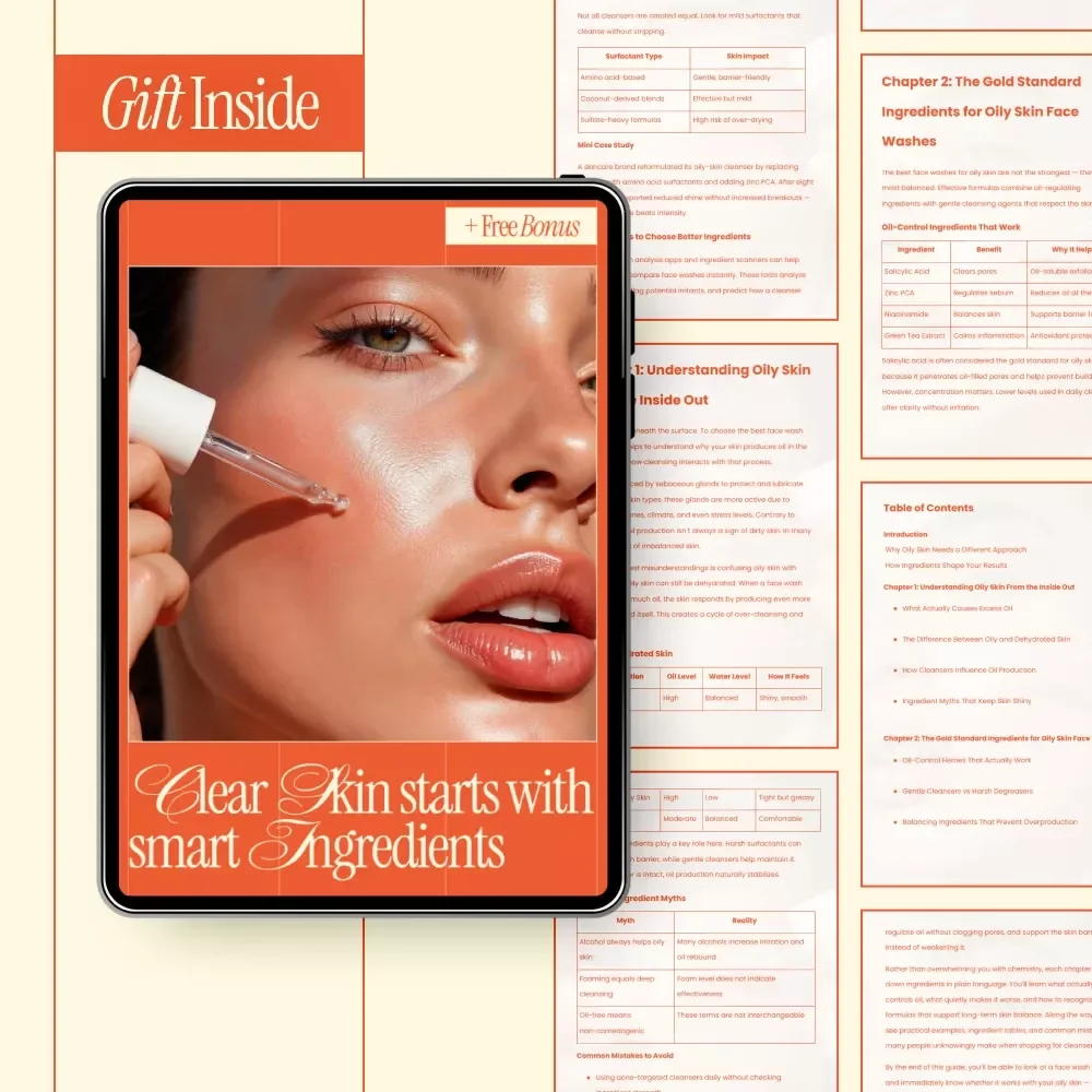 Clear Skin Starts With Smart Ingredients – Oily Skin Ingredient Guide, Face Wash Label Reading eBook, Skincare Checklist Digital Download