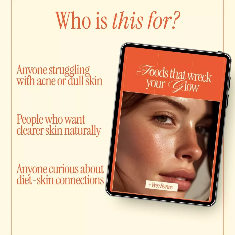Foods That Wreck Your Glow – A Clear Skin Nutrition Guide | Foods to Avoid for Clear Skin, Acne-Trigger Foods, Digital Download