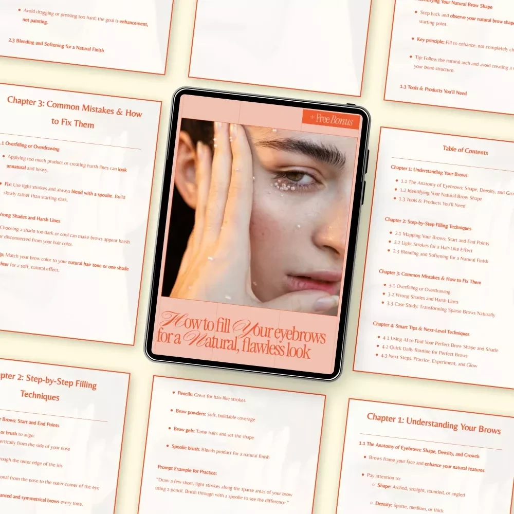 How to Fill Your Eyebrows for a Natural, Flawless Look – Beginner-Friendly Brow Guide, Step-by-Step Eyebrow Filling Tutorial, Natural Brows eBook, Printable Beauty Checklist