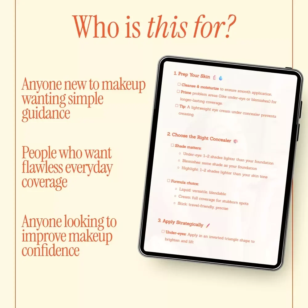 Concealer Magic Step-by-Step – Digital Makeup Guide, Concealer Guide, Under-Eye Concealer Tips, Blemish Coverage Checklist, AI Beauty Guide for Flawless Skin