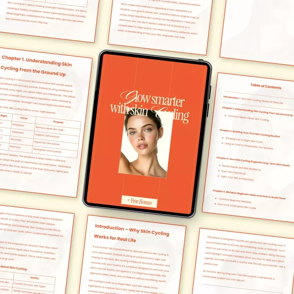 Glow Smarter With Skin Cycling – Simple Skin Cycling Guide, Beginner 4-Night Skin Cycle eBook, Barrier Repair Skincare Routine, Long-Term Skin Health Digital Download