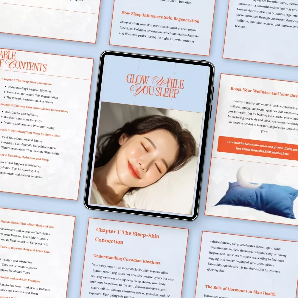 Glow While You Sleep – A Complete eBook Guide on How Sleep Affects Skin Health, Nighttime Routines & Radiant Skin Care