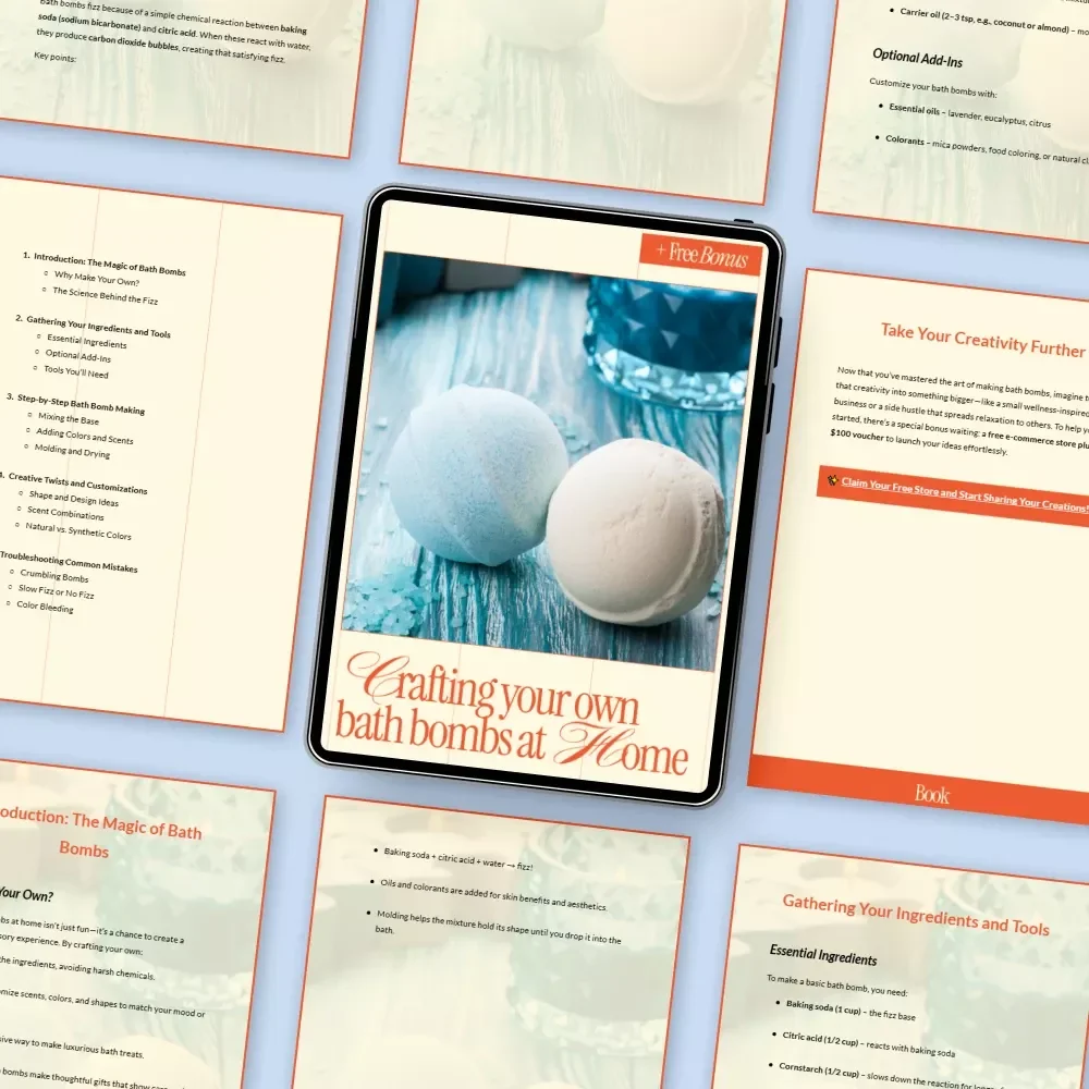 Crafting Your Own Bath Bombs at Home | Beginner-Friendly DIY Ebook Guide on how to make bath bombs at home | Relaxing Self-Care, Creative Gifts, Natural Bath Recipes