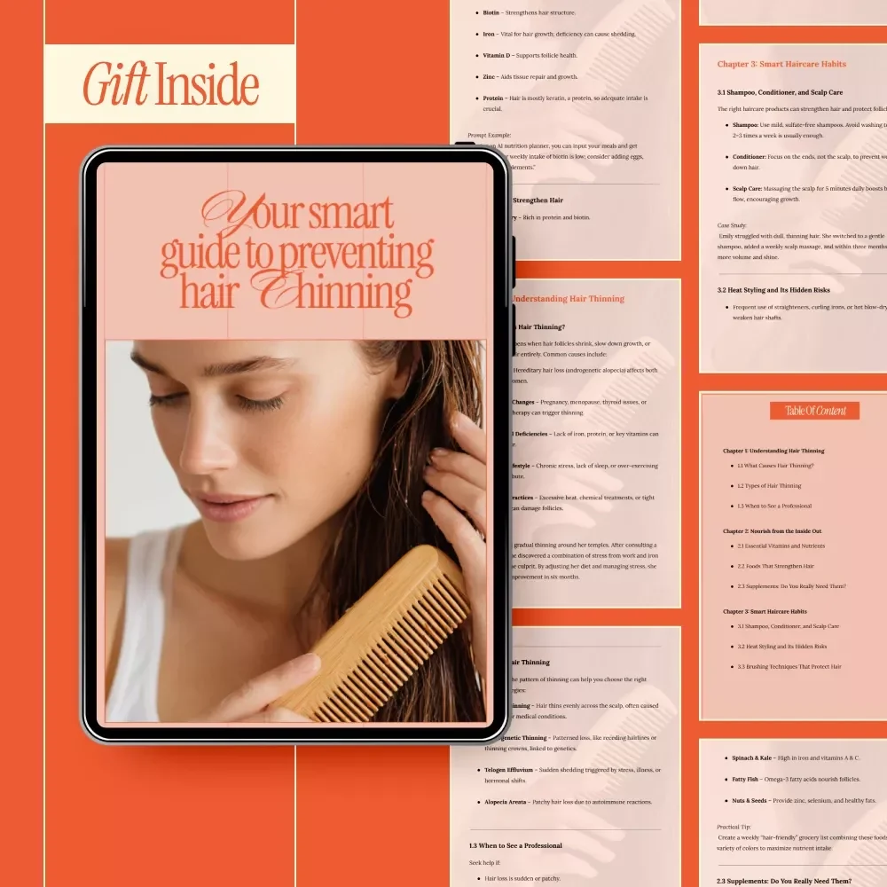 Your Smart Guide to Preventing Hair Thinning | Digital Hair Health Guide, Hair Thinning Prevention eBook, Smart Haircare & Lifestyle Checklist